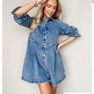 Ruthie Grace denim destiny puff sleeve dress